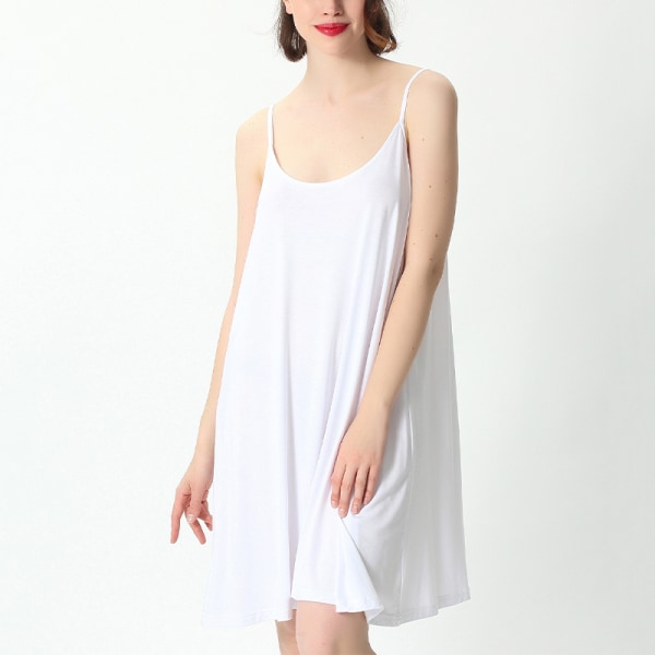 Kvinder ærmeløse natkjoler Scoop Neck Sleep Dress 1905 White 5XL