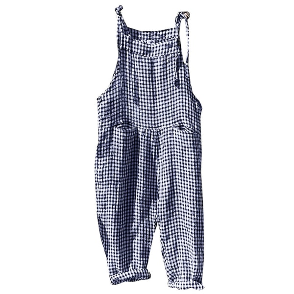 Dam Randig ärmlös Romper Lös Playsuit Overall Byxor Dark Blue,XL