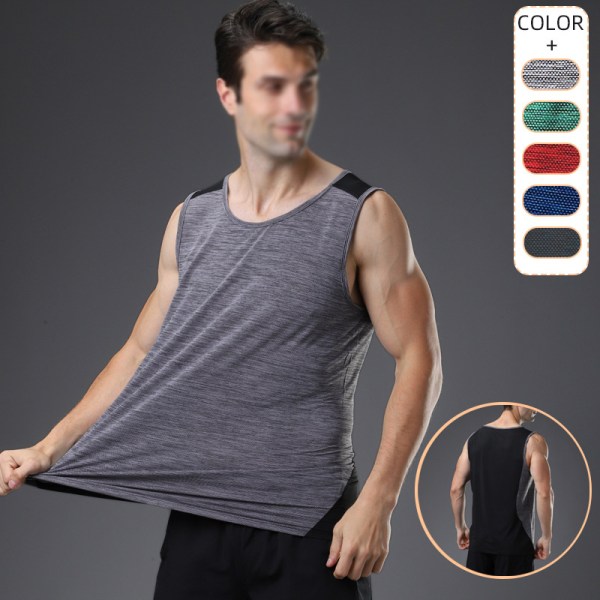 Ärmlös t-shirt för män i enfärgad T-shirt Light Gray L