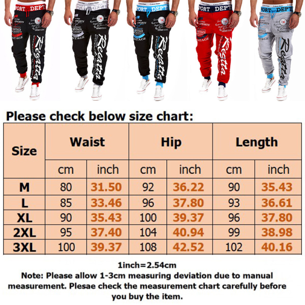 Löpare joggingbyxor för män med printed joggingbyxor Black-gray waist,XL