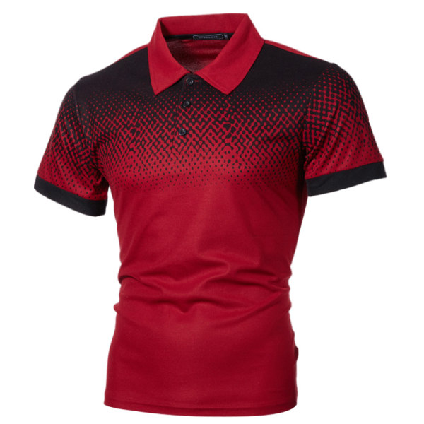 Slim Fit kortärmad pikétröja för män Färgmatchande T-shirts Red,L