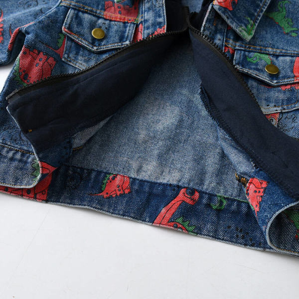 Drenge Dinosaur Print Full Zip Outwear Langærmet denimjakke Svart 120cm