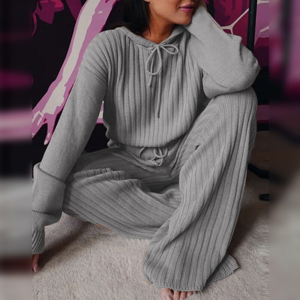 Naisten hupparit Loungwear hupullinen kaulapyjamat Grey XXL 454c | Grey |  Polyester | Fyndiq