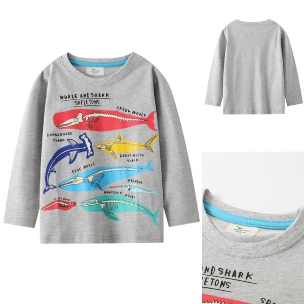 Print T-shirt med djurtryck för barn Gray 6T (110-120) 23bb | Gray | Cotton  | Fyndiq