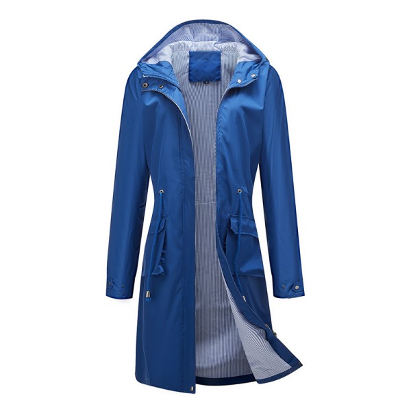 Naisten pitkähihainen takki vedenpitävä ulkovaatteet Navy Blue L