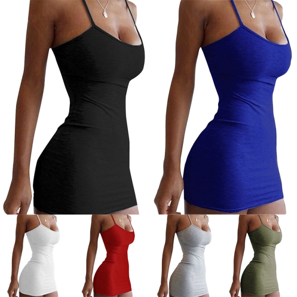 Kvinders sexet nederdel Tætsiddende hofteomslag Kort kjole uden ærmer Blue  XL b290 | Blue | Polyester | Fyndiq