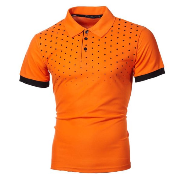 Herre Polka Dots T-shirt Button Shirts Lapel Neck kortærmet Gul XL