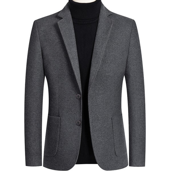 Mænd Suit Krave Ulden Outwear Langærmet Business Jakke Arbejde J003 Grå 3XL