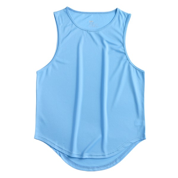 Mænd Loose Shirt Tank Elastic Fitness Komfortabel Vest Sky Blue XL