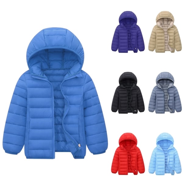 Lasten yksiväriset pitkähihaiset hupulliset takit edessä vetoketjullinen ulkovaatteet Navy Blue 110cm