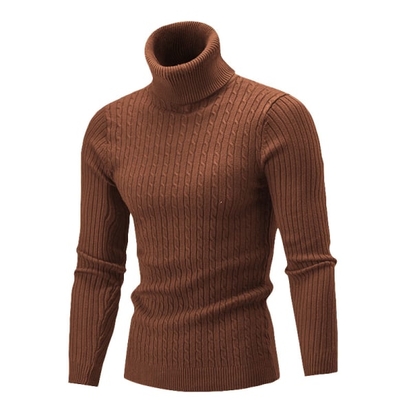Herre Vinter Thicken Warm Top Strikket Sweater Pullover Top Coffee XXXL