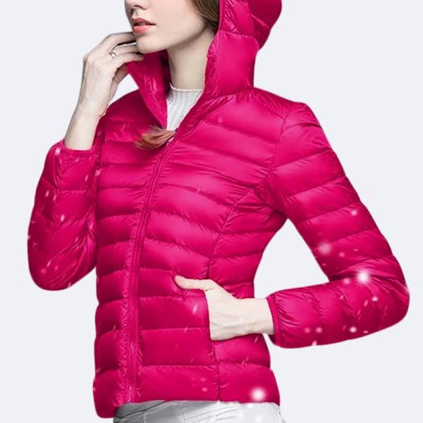 Dam ultralätt dunjacka kappa jacka slim fit varm jacka rose Red,XL