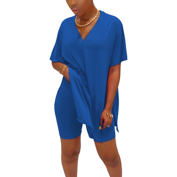 Naisten Topit ja shortsit Sleepwear Joustava vyötärö Yöasut Royal Blue L