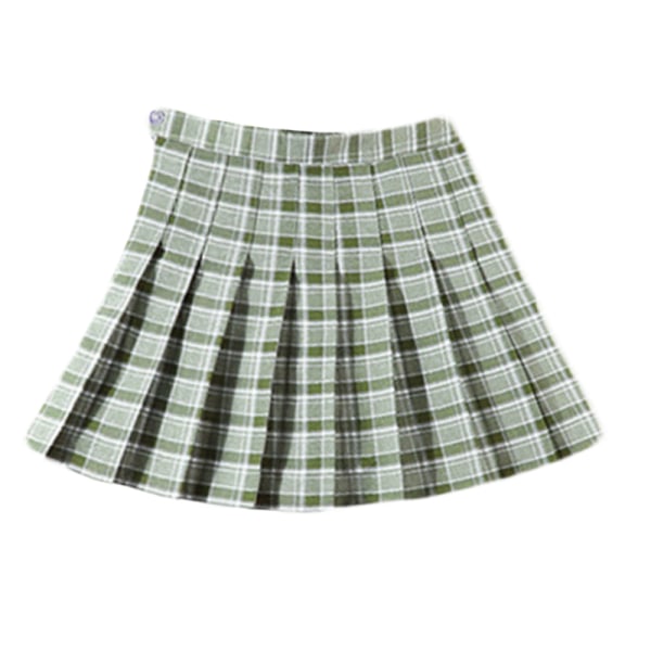 Kvinnor hög midja rutig mini kjol Casual tennis pläd kjol dark green,XS