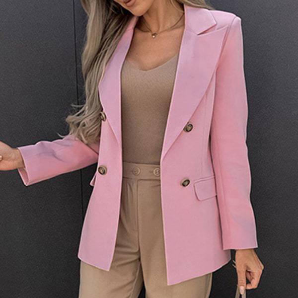Affärsjackor med öppen front för kvinnor Dubbelknäppt ytterkläder Pink M
