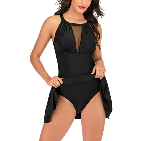 Kvinder One Piece Swimdress Beachwear Badetøj Badedragt Bikini Black,XL
