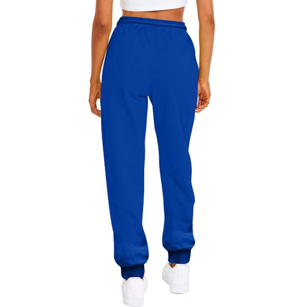 Naisten yksiväriset housut, suorat taskut, lenkkeilyhousut Blue XL