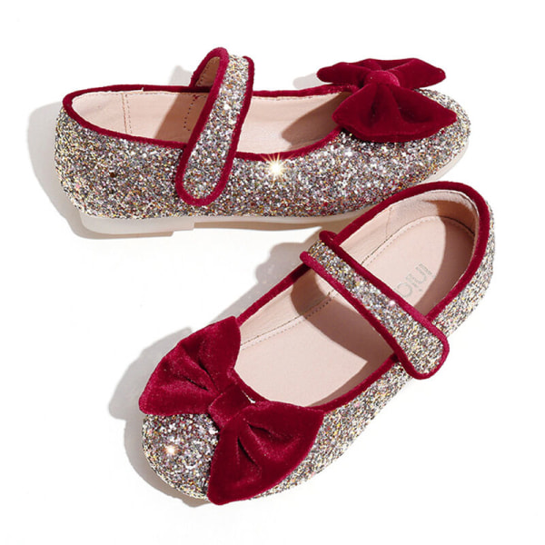 Flickor Rund Toe Flats Low Mary Jane Red 33