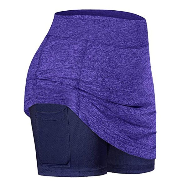 Kvinnor med hög midja träning tennis yoga minikjol purple,L