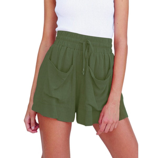Kvinnor Shorts med elastisk midja Trunks Strandsport Casual Hot Pants Army Green,XXL