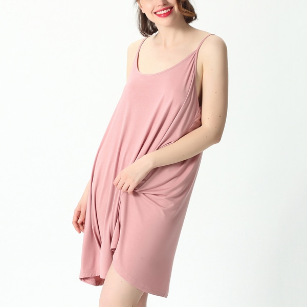 Kvinder ærmeløse natkjoler Scoop Neck Sleep Dress 1905 Pink 5XL
