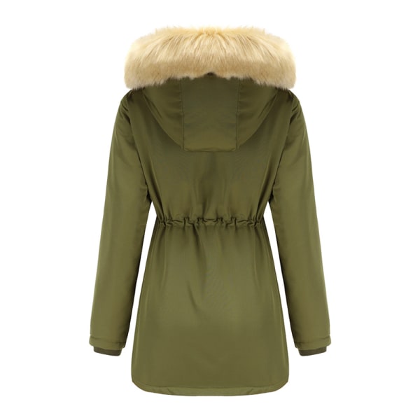 Naisten kiristysnyöri vetoketju turkista leikata paksuuntunut takki tavallinen ulkovaatteet Grön armé XL