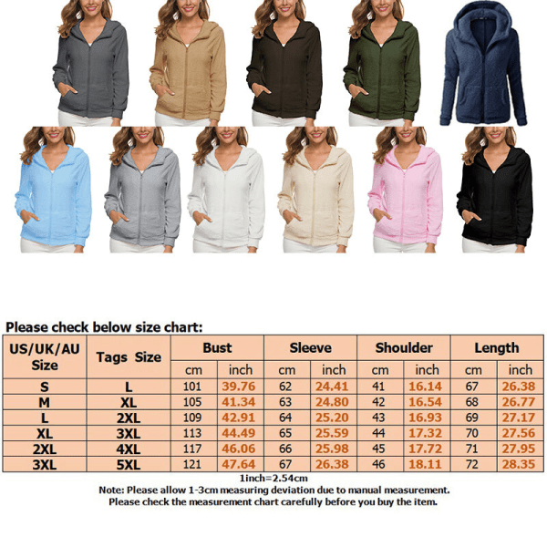 Luvtröja för damer med fickor i enfärgad fleece-tröja Khaki L