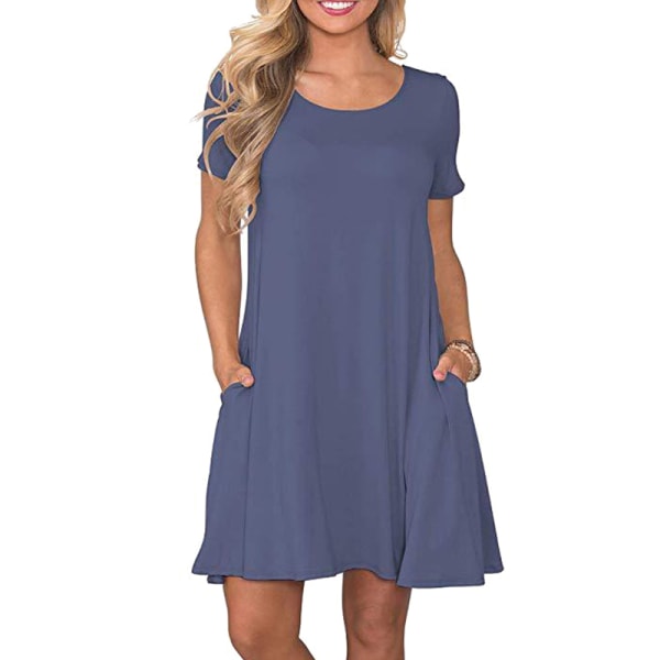 Dame ensfarvede kjoler Langærmet kjole Light Blue XL