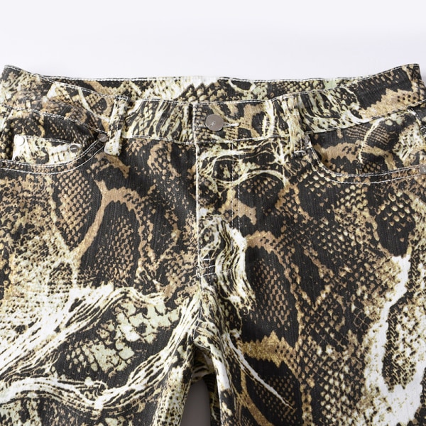 Miesten casual print farkut, muoti joustavat suoralahkeiset housut Serpentine,40