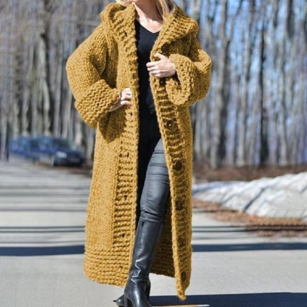 Kvinder Vinter Varme striktrøjer Ensfarvet sweater Yellow 2XL