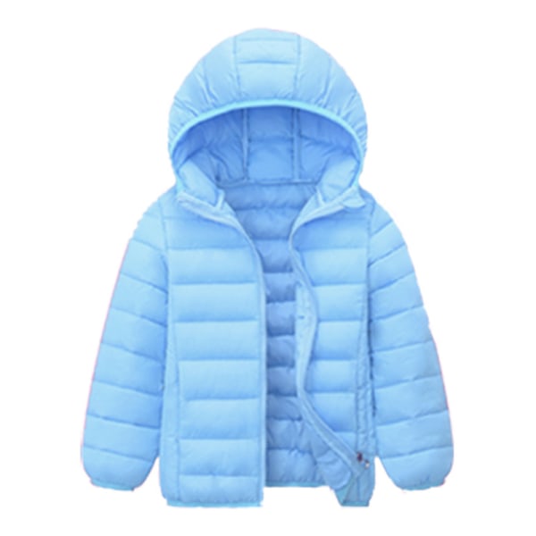 Lasten yksiväriset pitkähihaiset hupulliset takit edessä vetoketjullinen ulkovaatteet Sky Blue 140cm