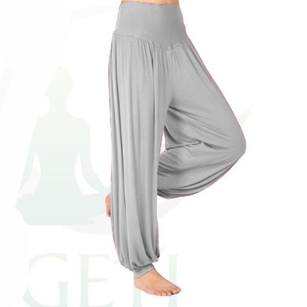 Naisten Harlan Yoga löysä löysä joustava korkea vyötärö Silver gray,L