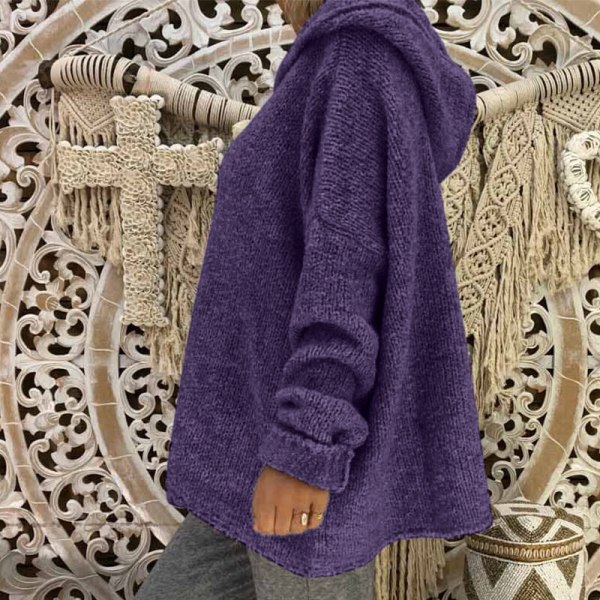 Dam Winter Warm Hoodie Sweater Rak Hem Pullover Violet XL