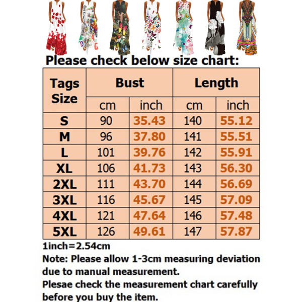 Kvinnor sommar print V-hals A Line Butterfly Maxiklänningar #1 3XL