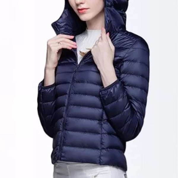 Dame ultralet dunjakke frakke frakke slim fit varm jakke Dark blue,4XL