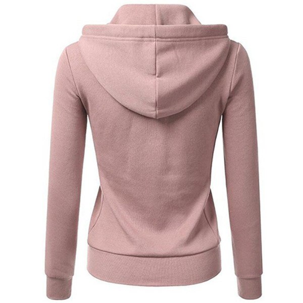 Dame langærmet sweatshirt ensfarvede hættetrøjer Pink XL