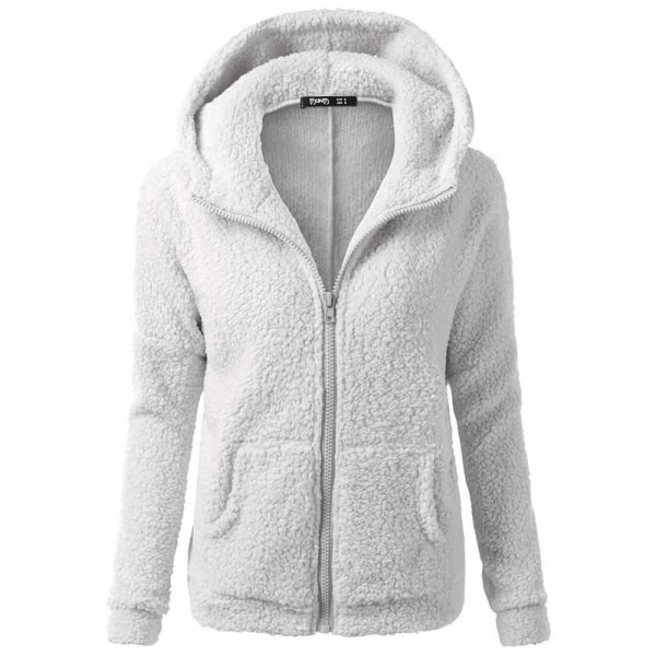 Naisten taskut Huppari Yksiväriset fleece-fuzzy-puserot Light Grey L