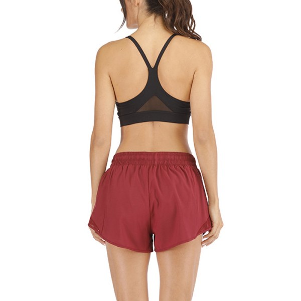 Kvinders sportsshorts løse mid-talje fitnessbukser yoga shorts red,XL