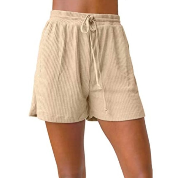 Damshorts med elastisk midja Beach Casual Cord Tie Hot Pants Khaki,L