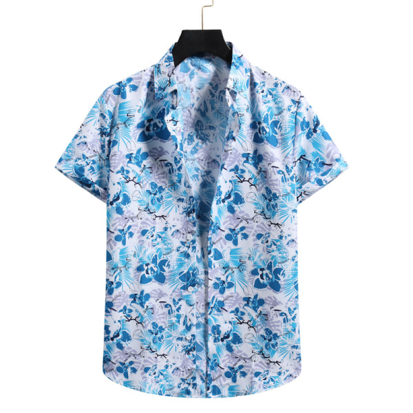 Kortärmad tröja med print för män Blue,XL