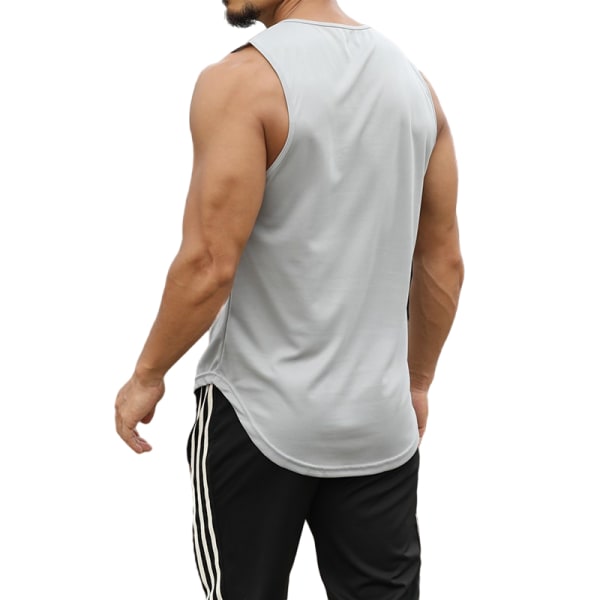 Mænd Loose Shirt Tank Elastic Fitness Komfortabel Vest Light Grey M