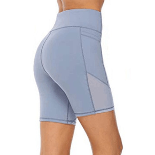 Kvinders højtaljede yogashorts Skinny Workout-sidetaske Light blue,S