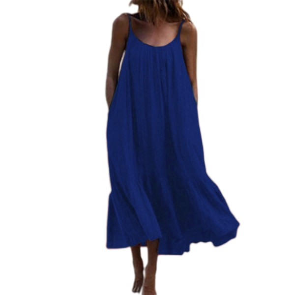 Pitsi, yksivärinen pitkä mekko kesänaisille Navy Blue,L