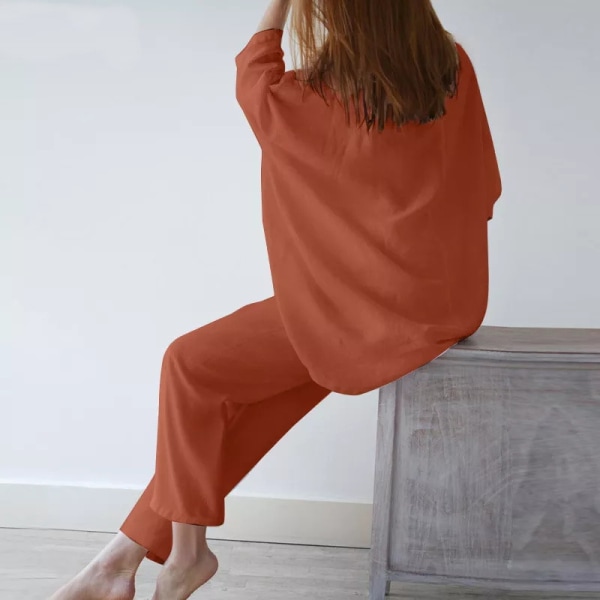 Damkläder med elastisk midja i enfärgade nattkläder Orange 2XL