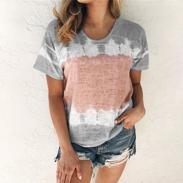 Kortärmad T-shirt för kvinnor, Colorblock Tee Grey 4XL