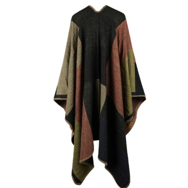 Dame Langærmet Asymmetrisk Hem Poncho Cape Cardigan Sweater Camel One Size
