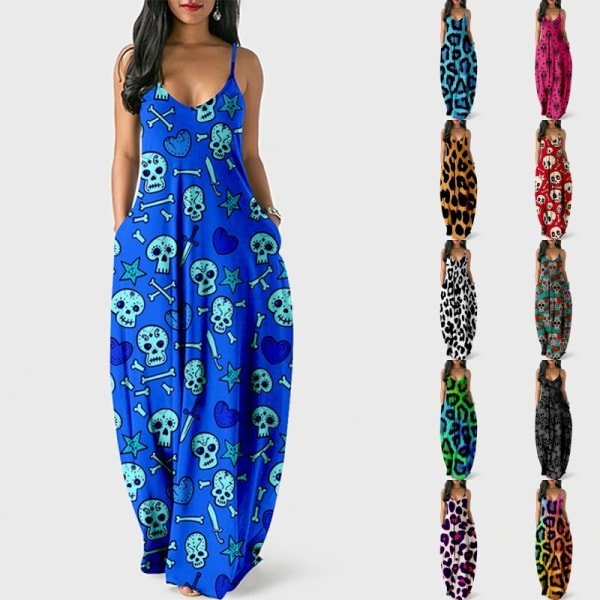 Naisten V-kaula kesäinen aurinkomekko Cami Long Dress 103 XL