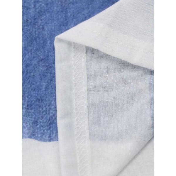 Dam falsk 2-delad skjorta Sundress Tunika Midiklänning Scoop Neck Sky Blue 3XL