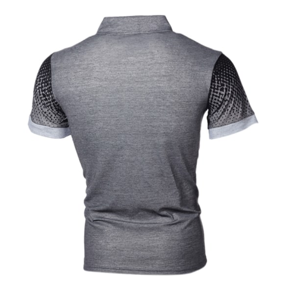 Slim Fit kortärmad pikétröja för män Färgmatchande T-shirts Dark Gray With Light Grey,M