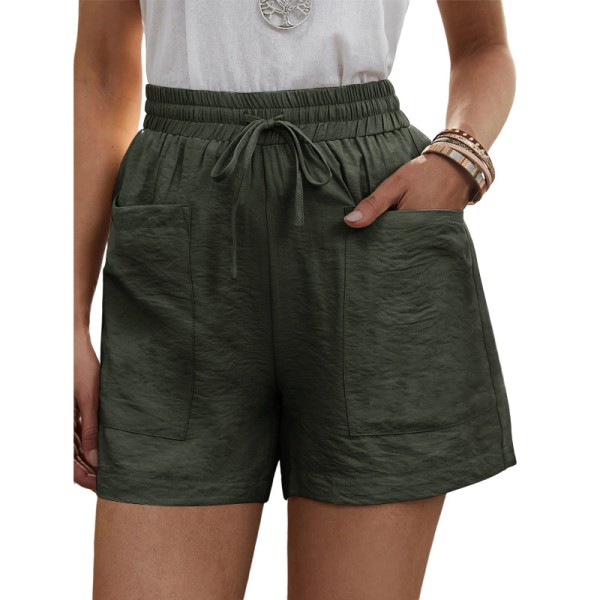 Damsportsminishorts Enfärgade Hotpants med elastisk midja Army Green,L